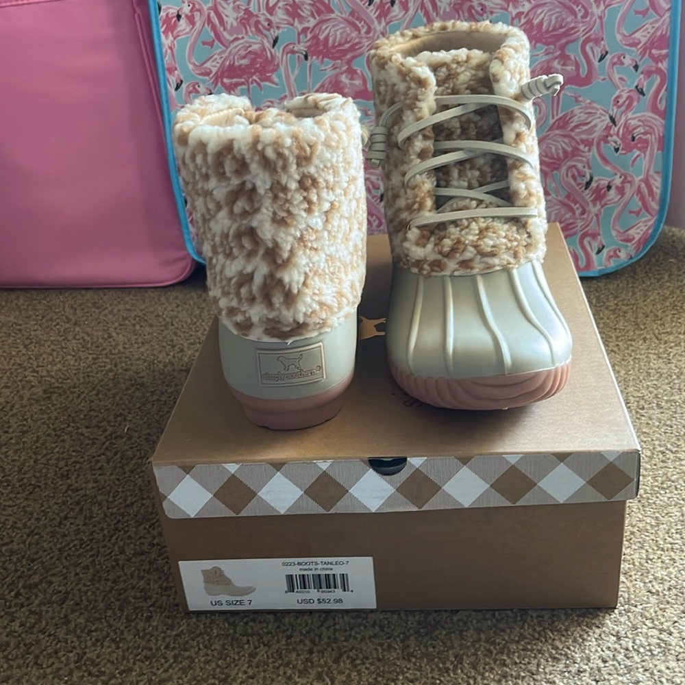 NWT Simply Southern Tan Leopard Boots Size 7 in box - Picture 1 of 12